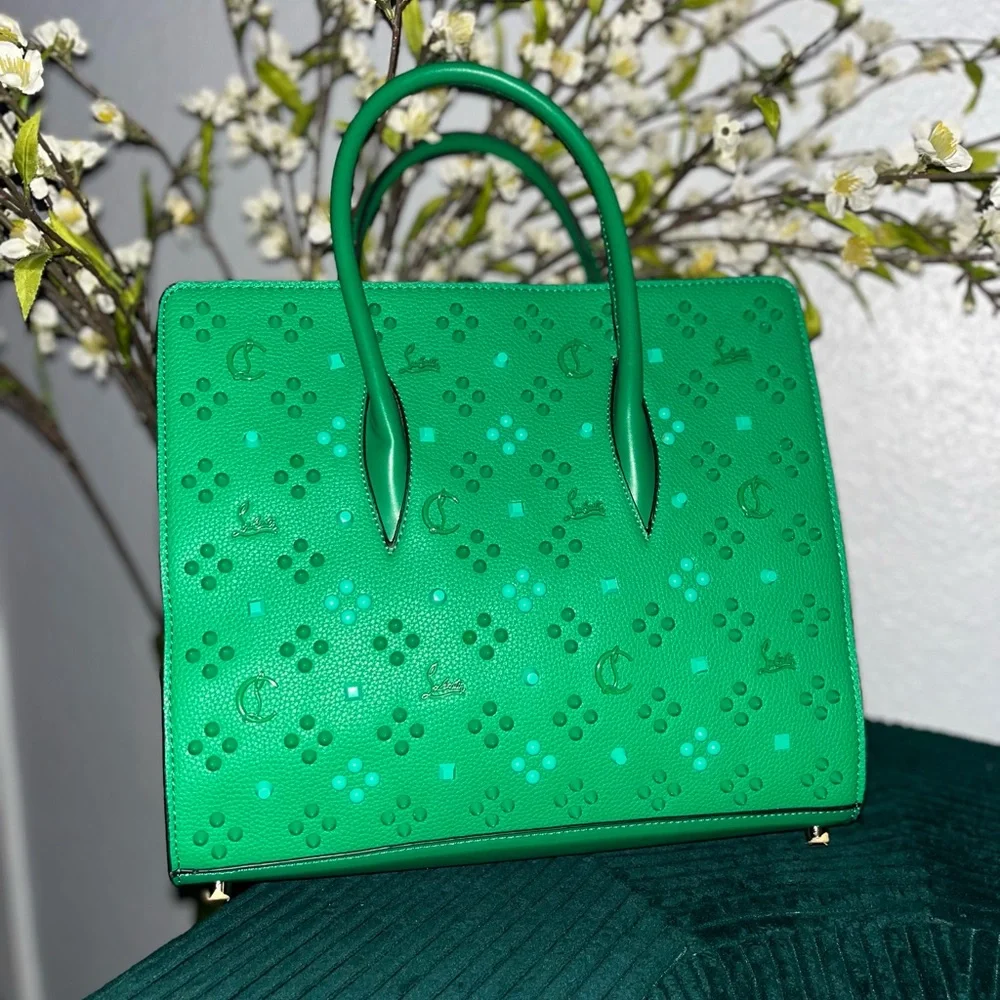 Green/Red or Purple/Red Studded Tote - Picture 3 of 15